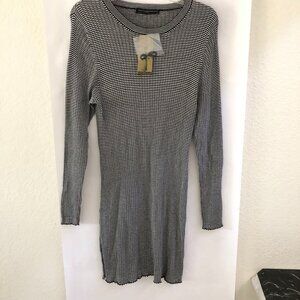 NEW Peruvian Connection Women’s Black White Striped Sweater Tunic Dress Size XL